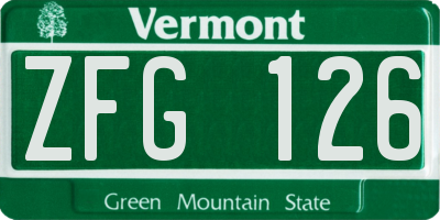 VT license plate ZFG126