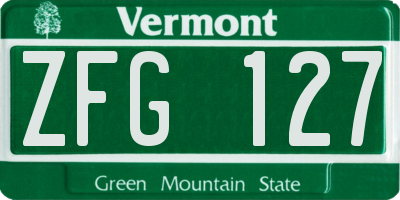 VT license plate ZFG127