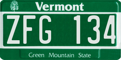 VT license plate ZFG134