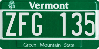 VT license plate ZFG135