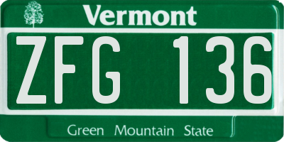 VT license plate ZFG136