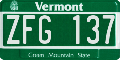 VT license plate ZFG137