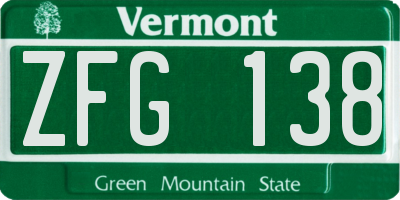 VT license plate ZFG138