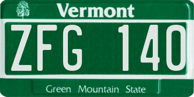VT license plate ZFG140