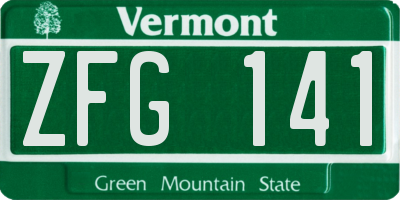 VT license plate ZFG141