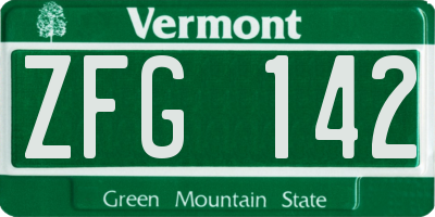 VT license plate ZFG142