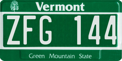 VT license plate ZFG144