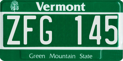 VT license plate ZFG145