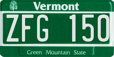 VT license plate ZFG150