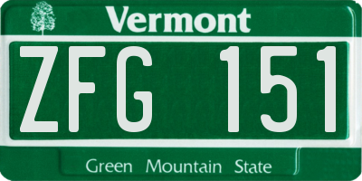 VT license plate ZFG151