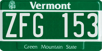 VT license plate ZFG153