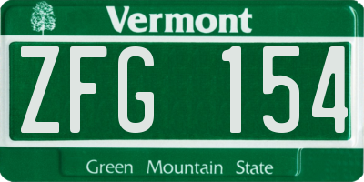 VT license plate ZFG154