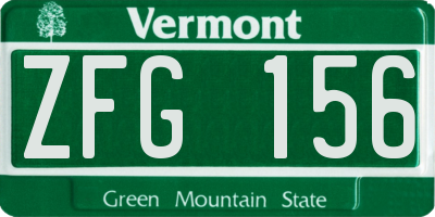 VT license plate ZFG156