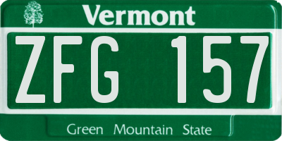 VT license plate ZFG157