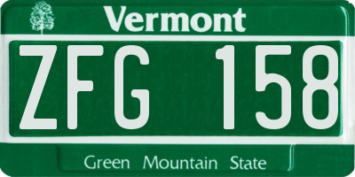 VT license plate ZFG158