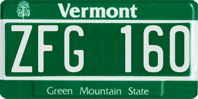 VT license plate ZFG160