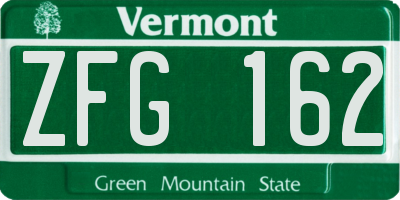 VT license plate ZFG162