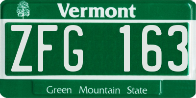 VT license plate ZFG163
