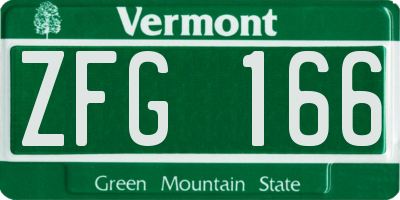 VT license plate ZFG166