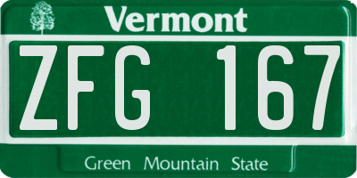 VT license plate ZFG167