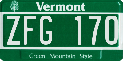 VT license plate ZFG170