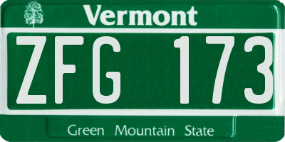 VT license plate ZFG173