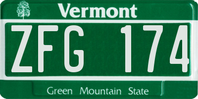 VT license plate ZFG174