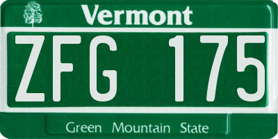 VT license plate ZFG175