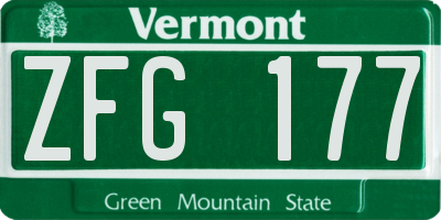 VT license plate ZFG177
