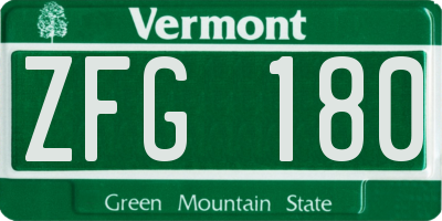 VT license plate ZFG180