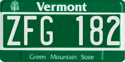 VT license plate ZFG182
