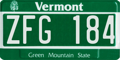 VT license plate ZFG184