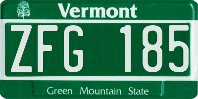 VT license plate ZFG185