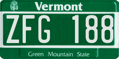 VT license plate ZFG188