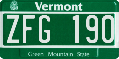 VT license plate ZFG190