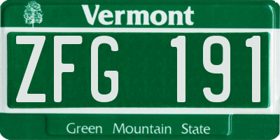 VT license plate ZFG191