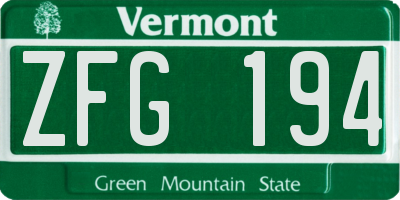 VT license plate ZFG194