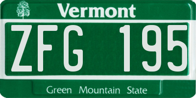 VT license plate ZFG195