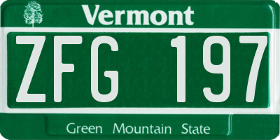 VT license plate ZFG197