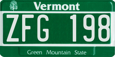 VT license plate ZFG198