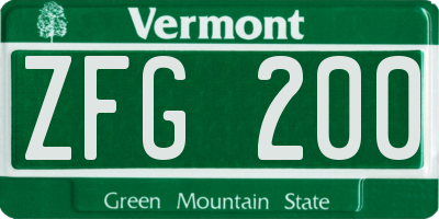 VT license plate ZFG200