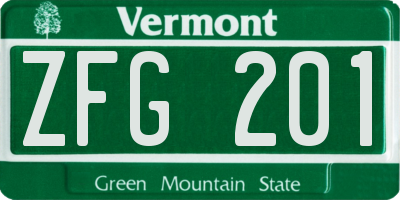 VT license plate ZFG201