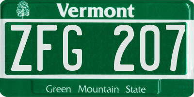 VT license plate ZFG207