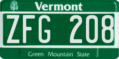VT license plate ZFG208