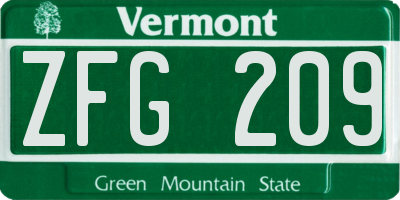 VT license plate ZFG209
