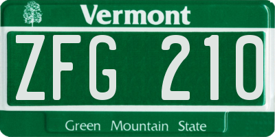 VT license plate ZFG210