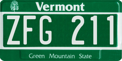 VT license plate ZFG211