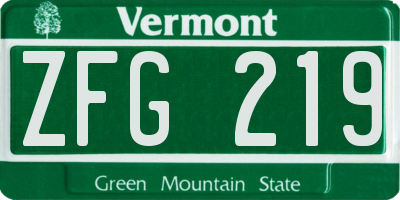 VT license plate ZFG219