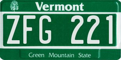 VT license plate ZFG221