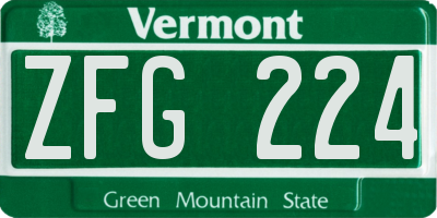 VT license plate ZFG224
